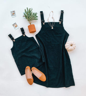 Black Corduroy Overalls Matching Outfits - LITTLE MIA BELLA