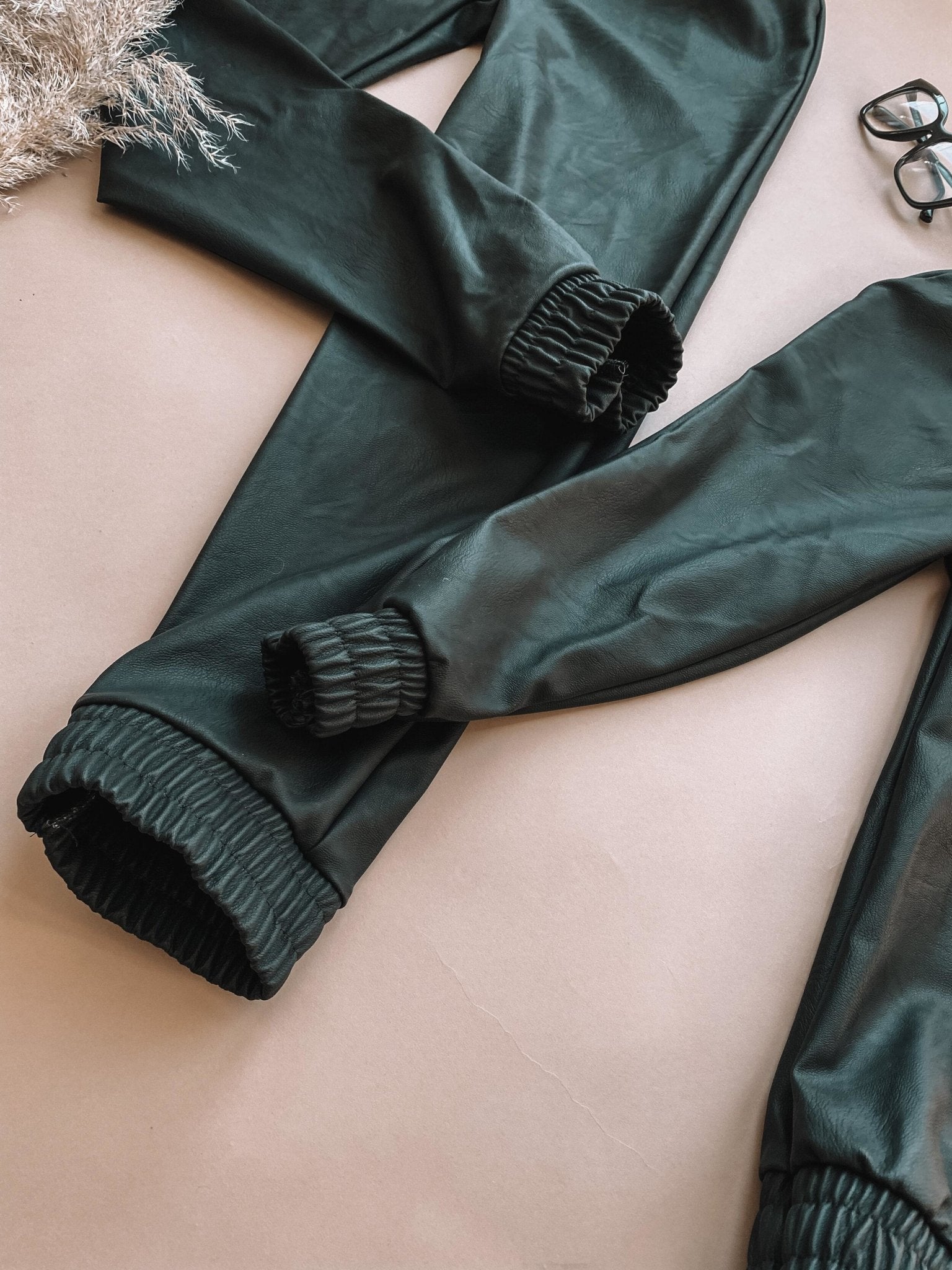 Black Leather Joggers Matching Outfits - LITTLE MIA BELLA