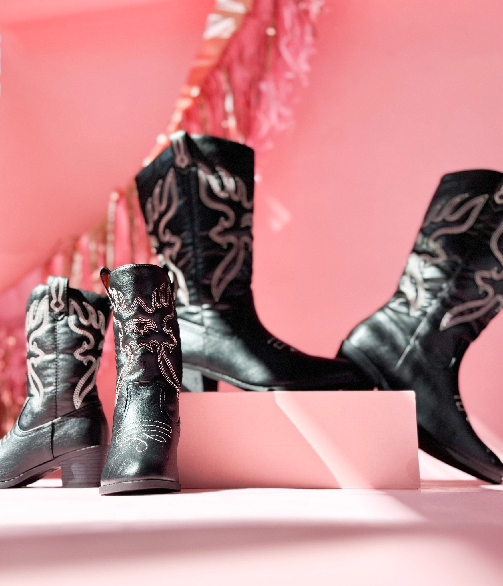Black Western Mommy and Me Boots - LITTLE MIA BELLA