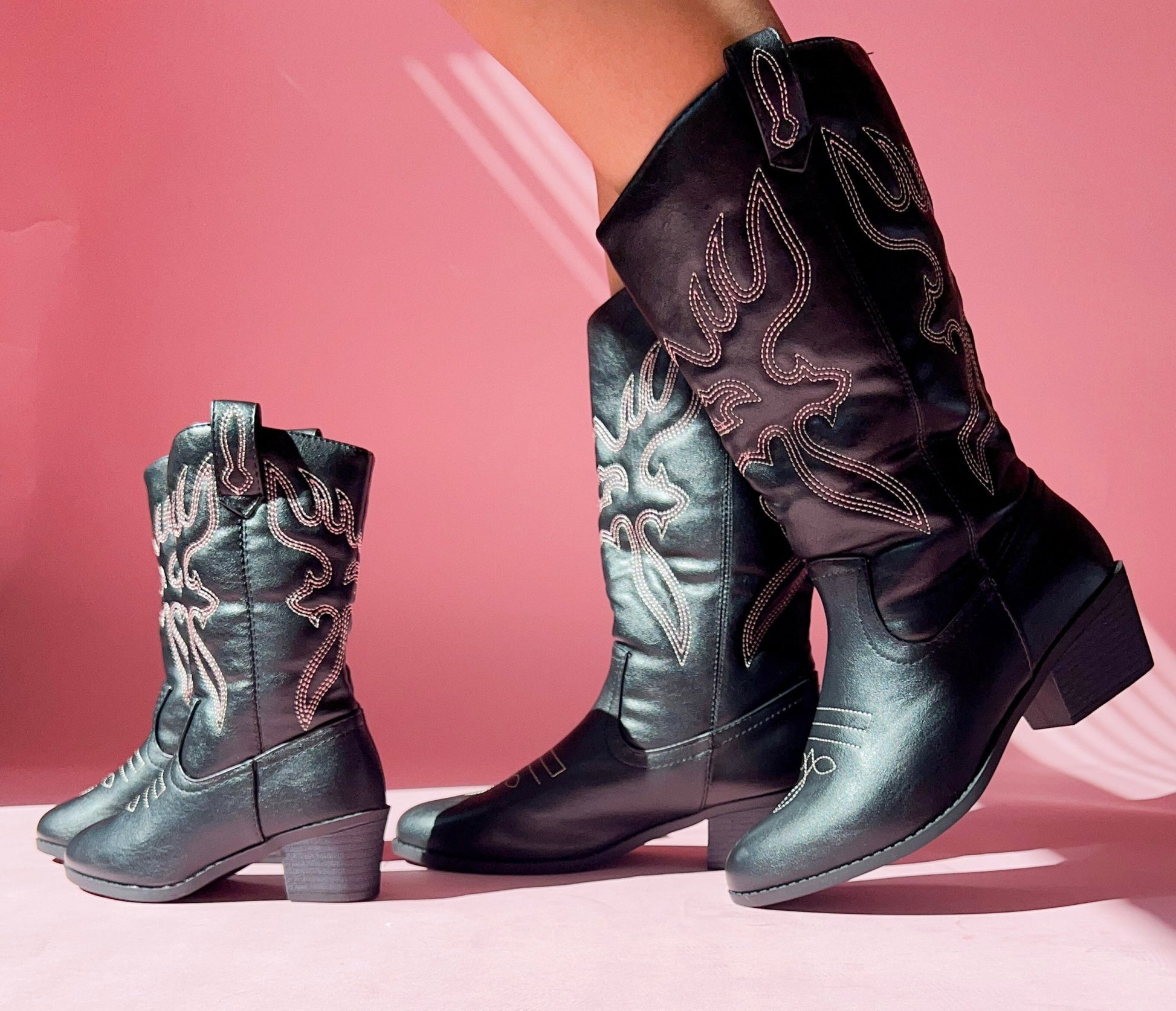 Black Western Mommy and Me Boots - LITTLE MIA BELLA