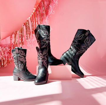 Black Western Mommy and Me Boots - LITTLE MIA BELLA
