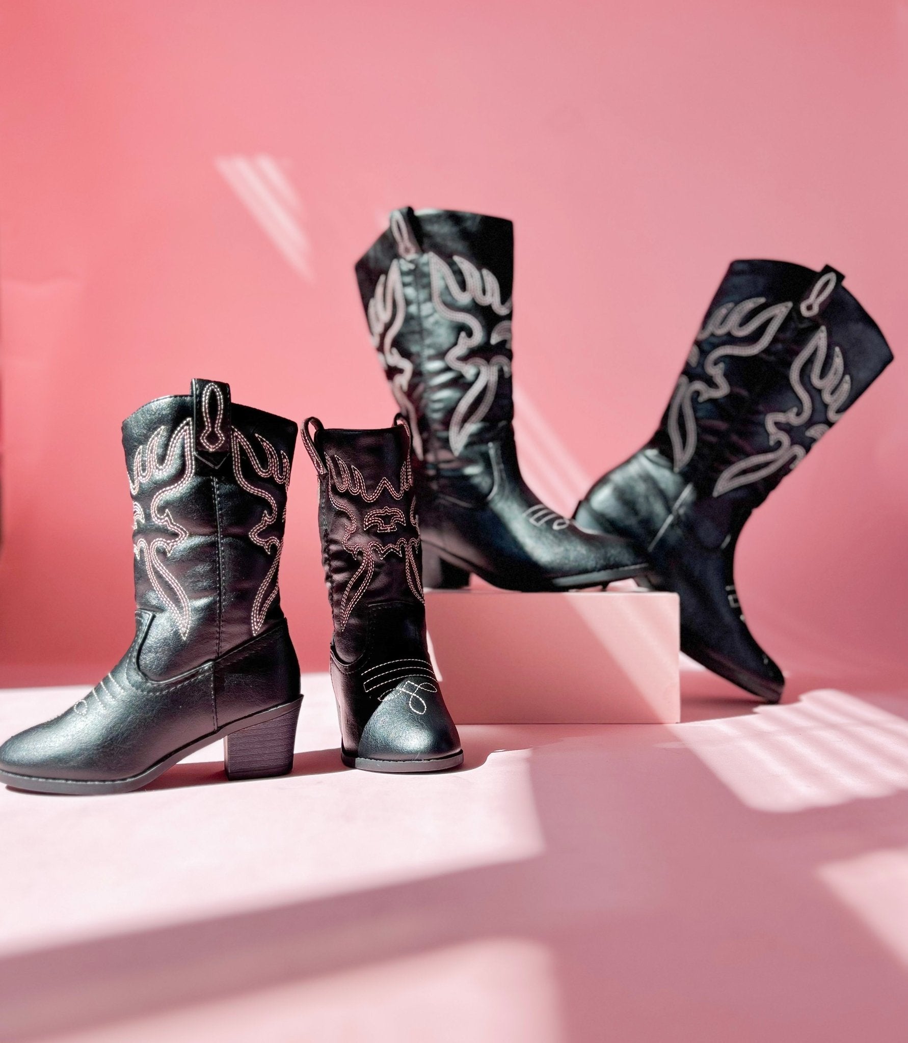 Black Western Mommy and Me Boots - LITTLE MIA BELLA