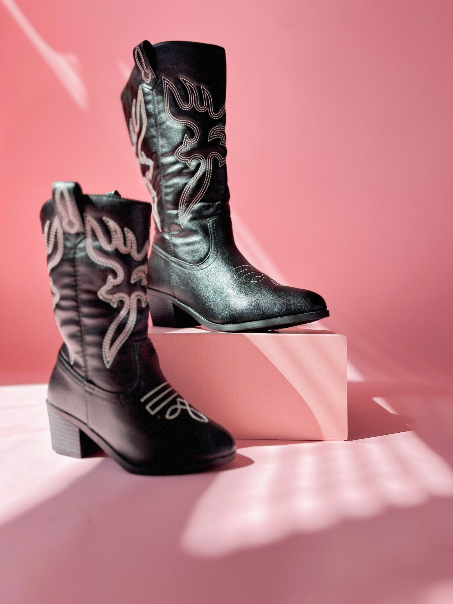 Black Western Mommy and Me Boots - LITTLE MIA BELLA