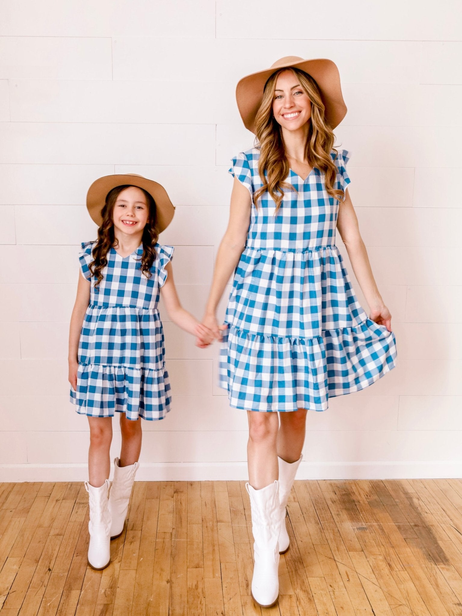 Blue Checkered Mommy and ME - LITTLE MIA BELLA