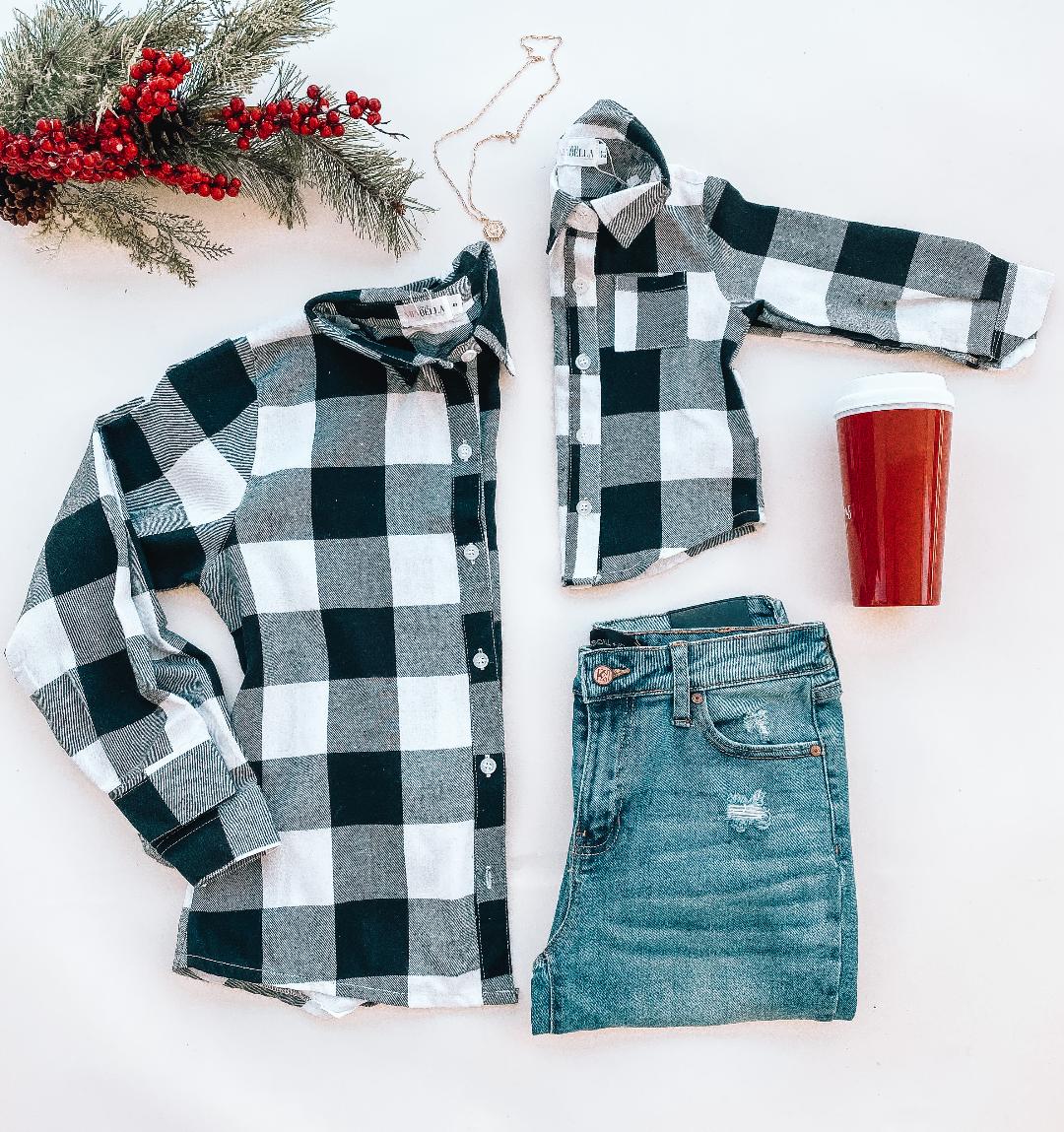 Classic Plaid Long Sleeve Matching Flannel - LITTLE MIA BELLA