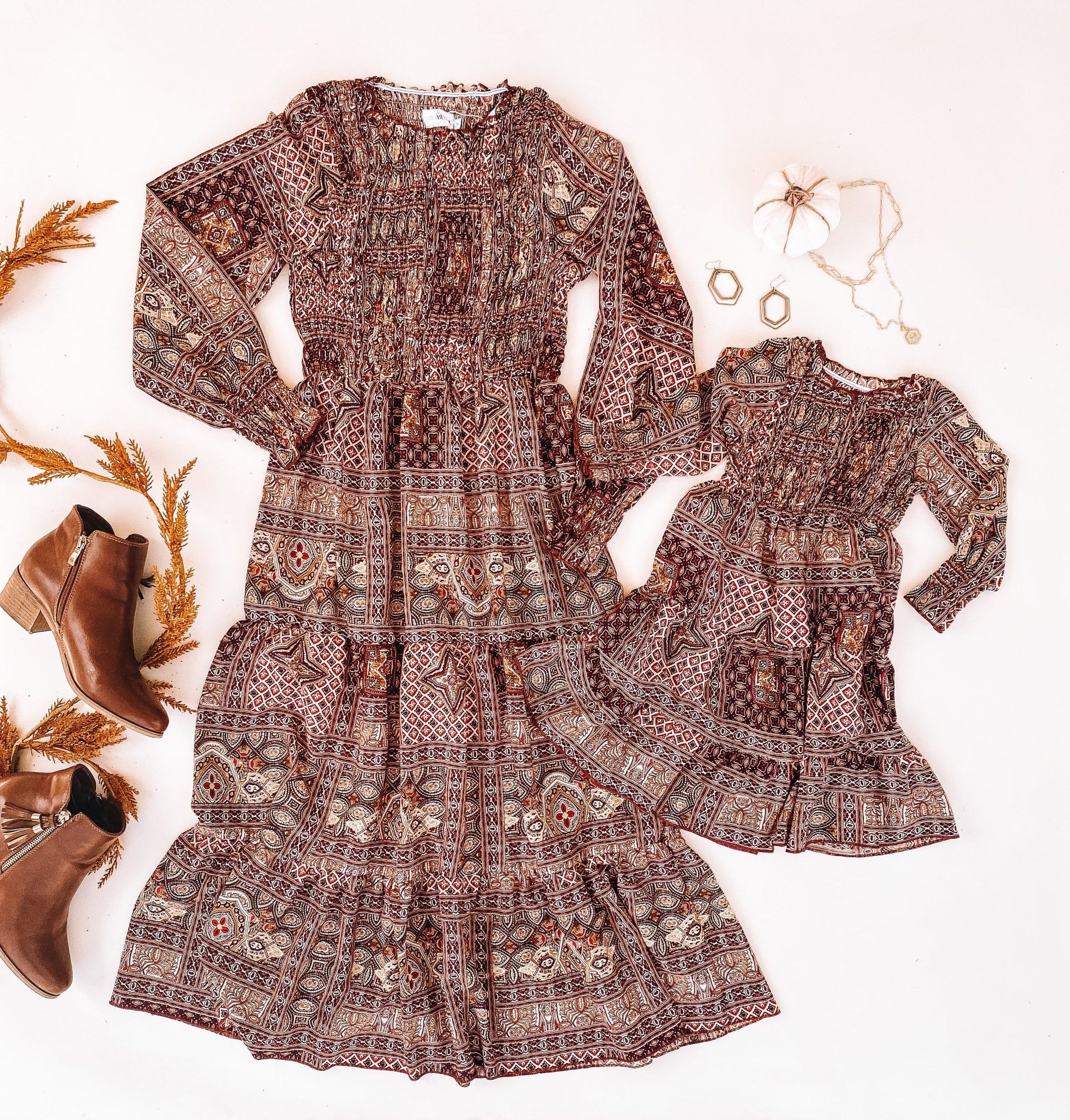 Ginas Shirred Matching Dresses - LITTLE MIA BELLA
