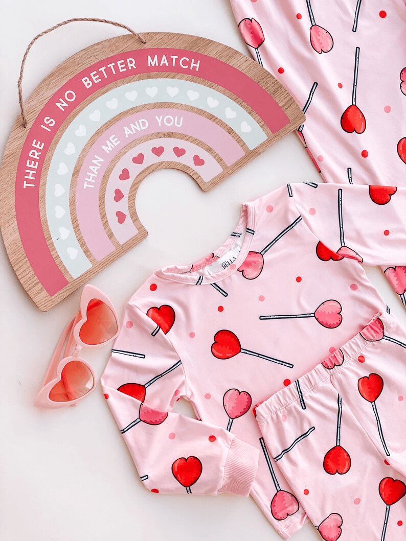 Heart Lollipop Mommy and Me Pajamas - LITTLE MIA BELLA
