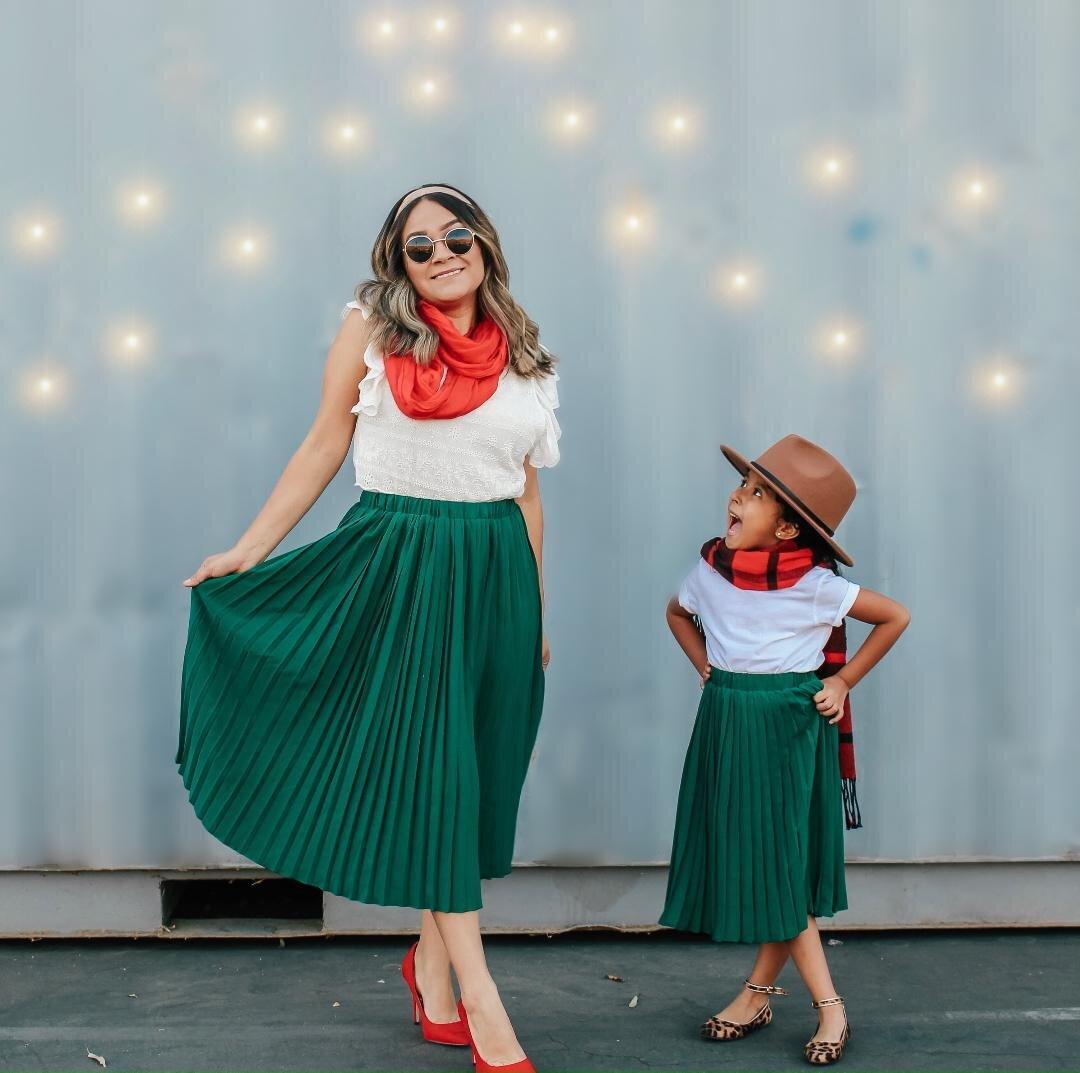 Hunter Green Pleated Matching Skirts - LITTLE MIA BELLA