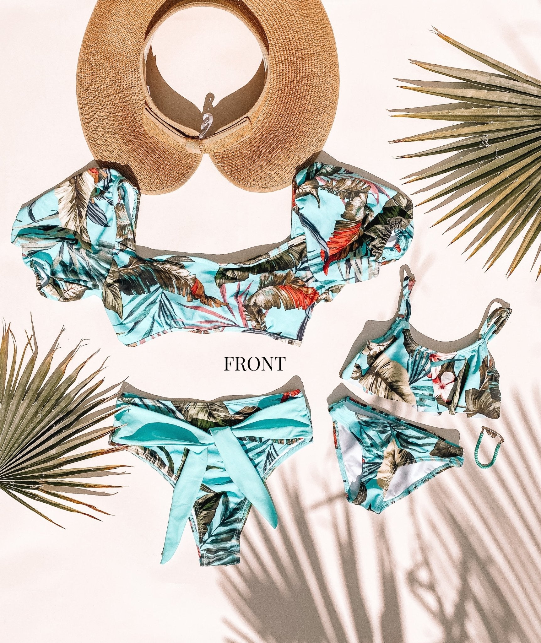 Kai Turquoise Mommy and Me Swimsuits - LITTLE MIA BELLA