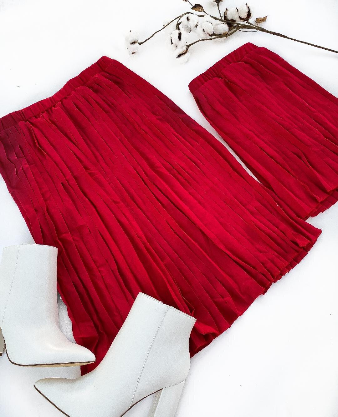 Matching Red Pleated Midi Matching Skirts - LITTLE MIA BELLA