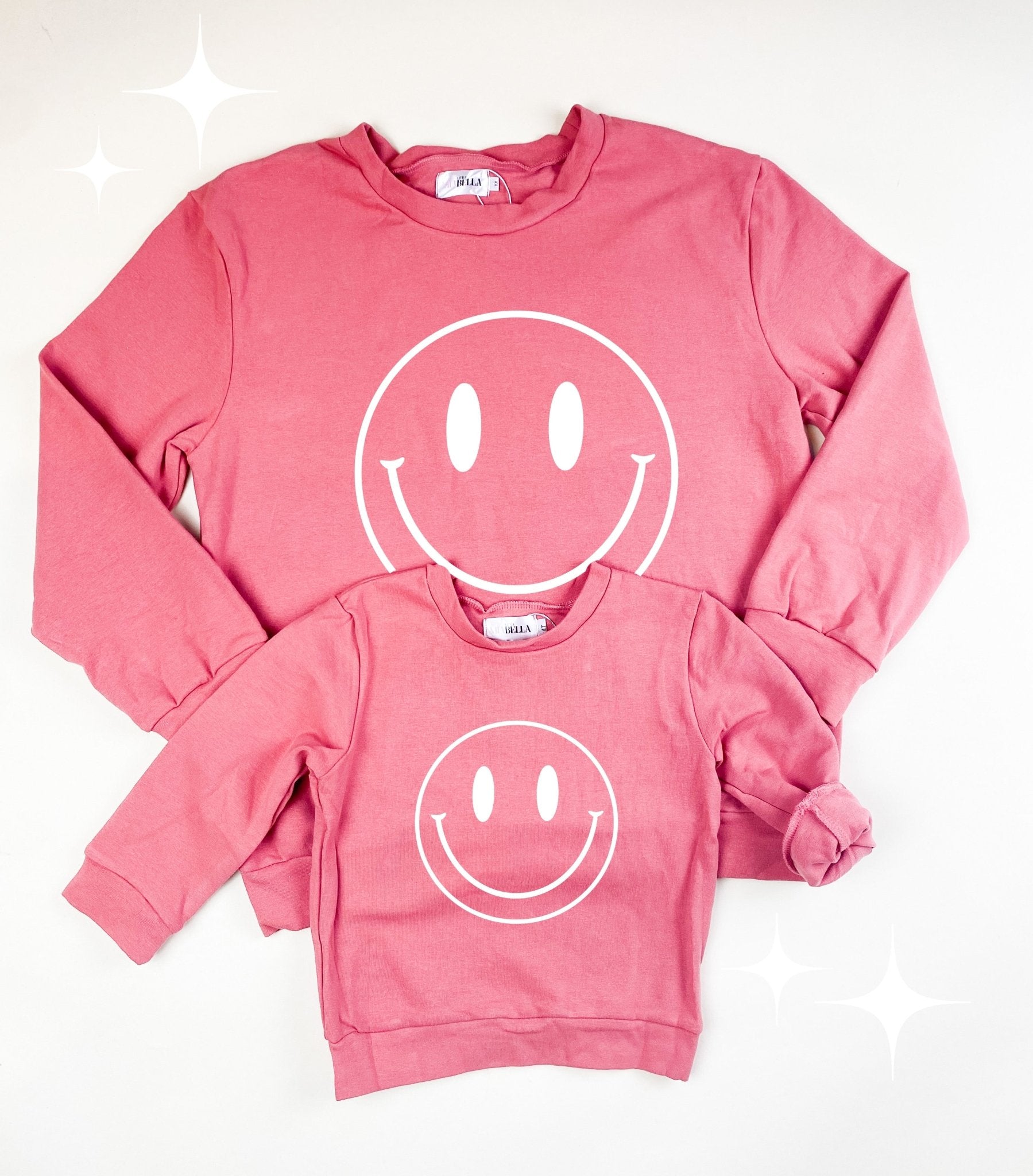 Mauve Smiley Mommy Me Crewneck Sweaters