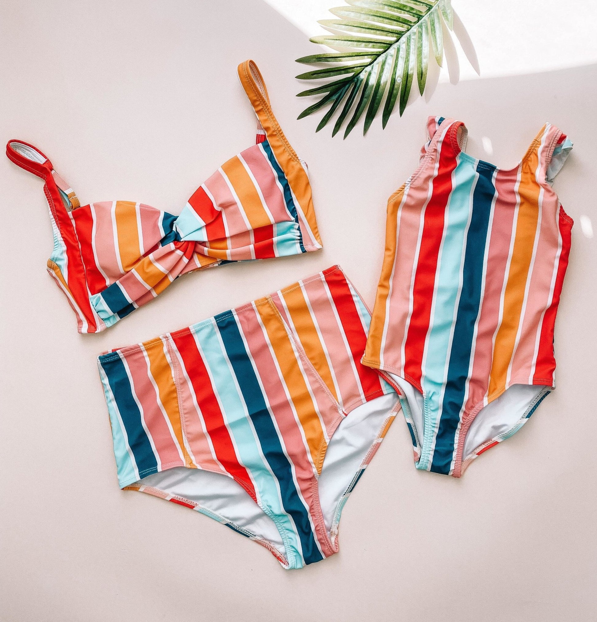 Multi Striped Mommy and Me Swimwear - LITTLE MIA BELLA
