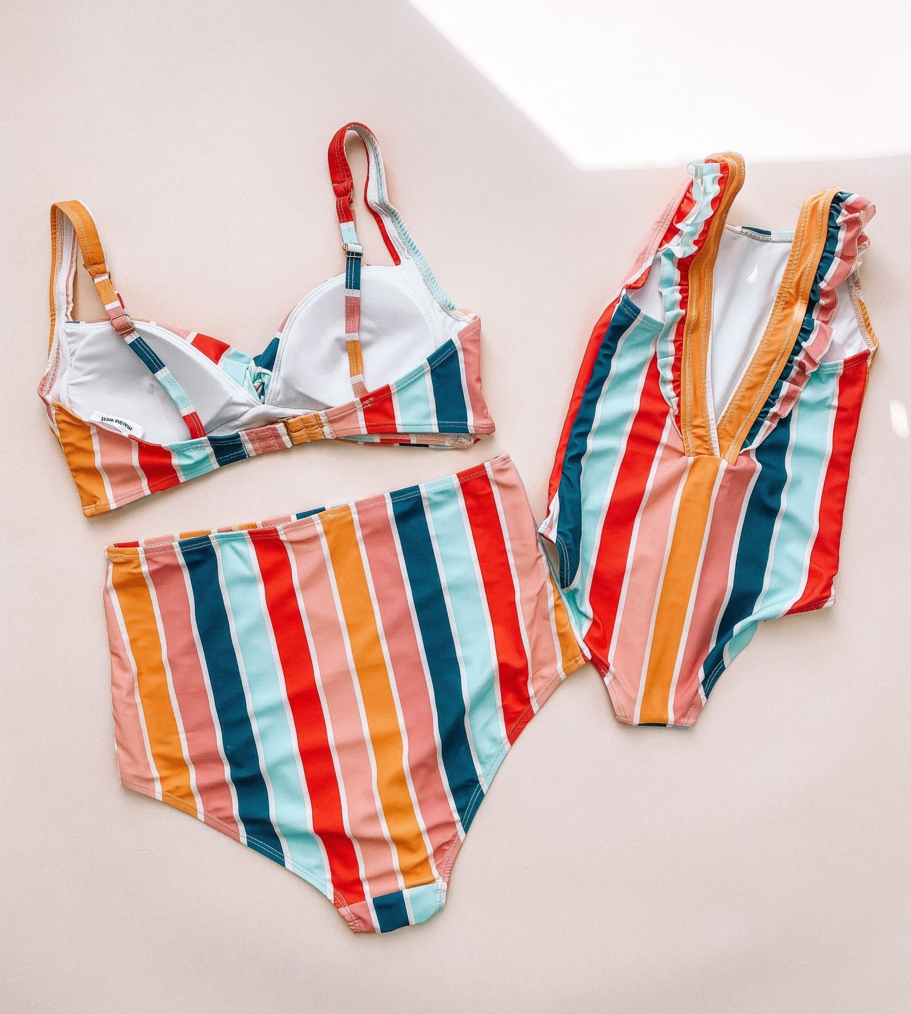 Multi Striped Mommy and Me Swimwear - LITTLE MIA BELLA