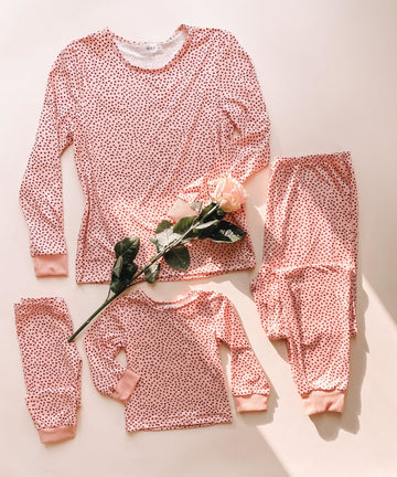 Pink Heart Mommy & Me Jammies - LITTLE MIA BELLA
