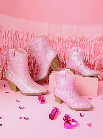 Pink Rhinestone Western Mommy and Me Boots - LITTLE MIA BELLA
