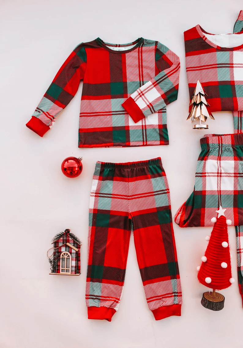Red Holiday Family Pajamas - LITTLE MIA BELLA