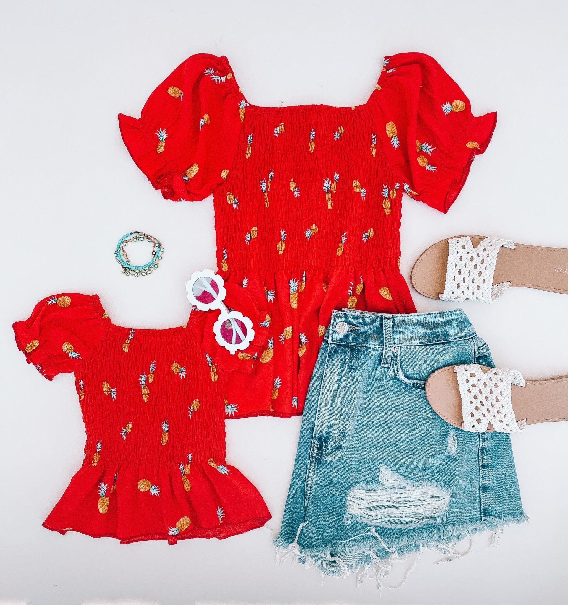 Red Pineapple Mommy and Me Tops - LITTLE MIA BELLA