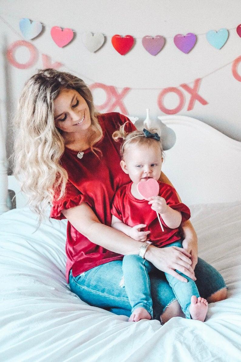 Red Velvet Matching Shirts - LITTLE MIA BELLA
