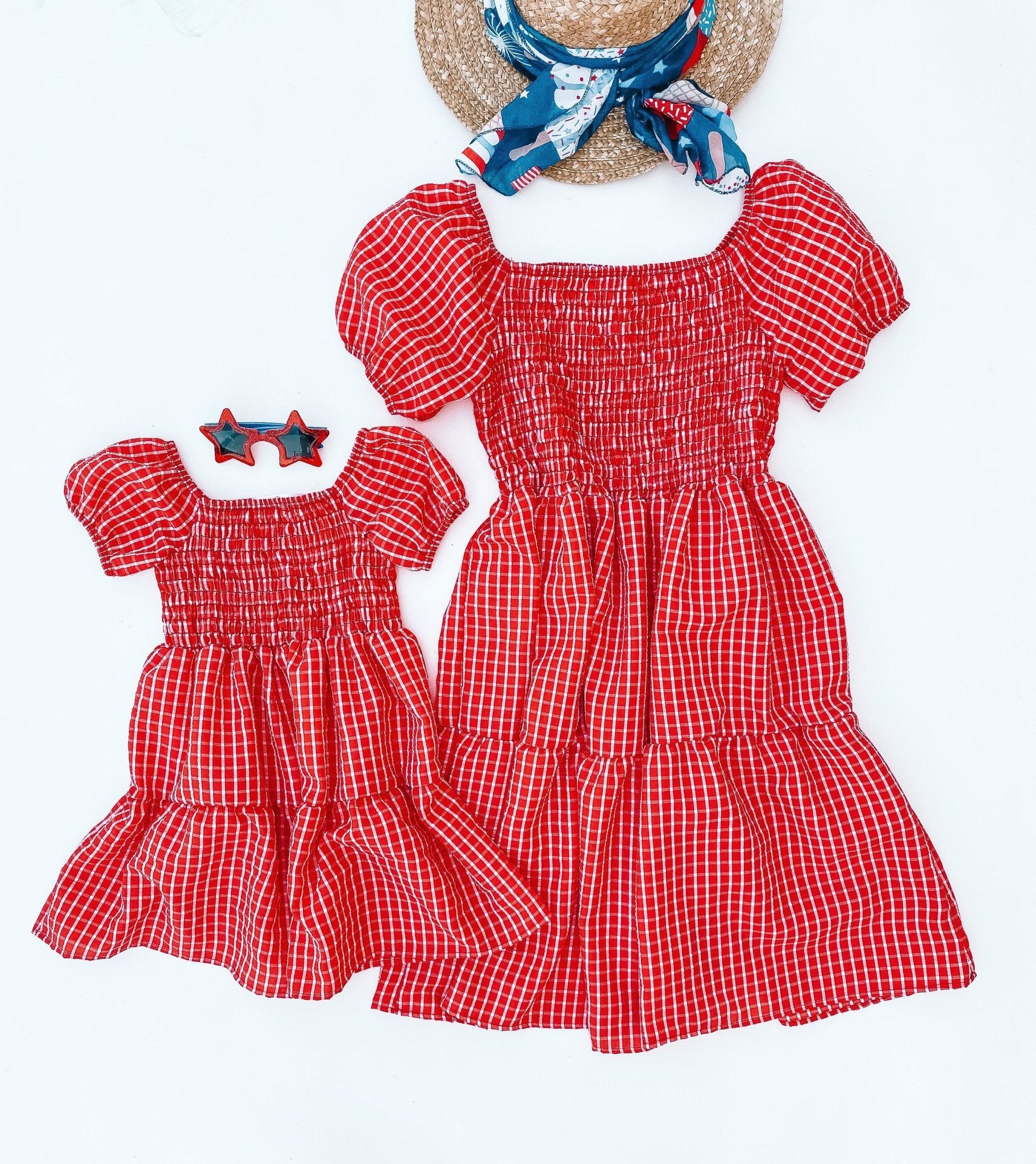 Red White and Cute Matching Dresses - LITTLE MIA BELLA
