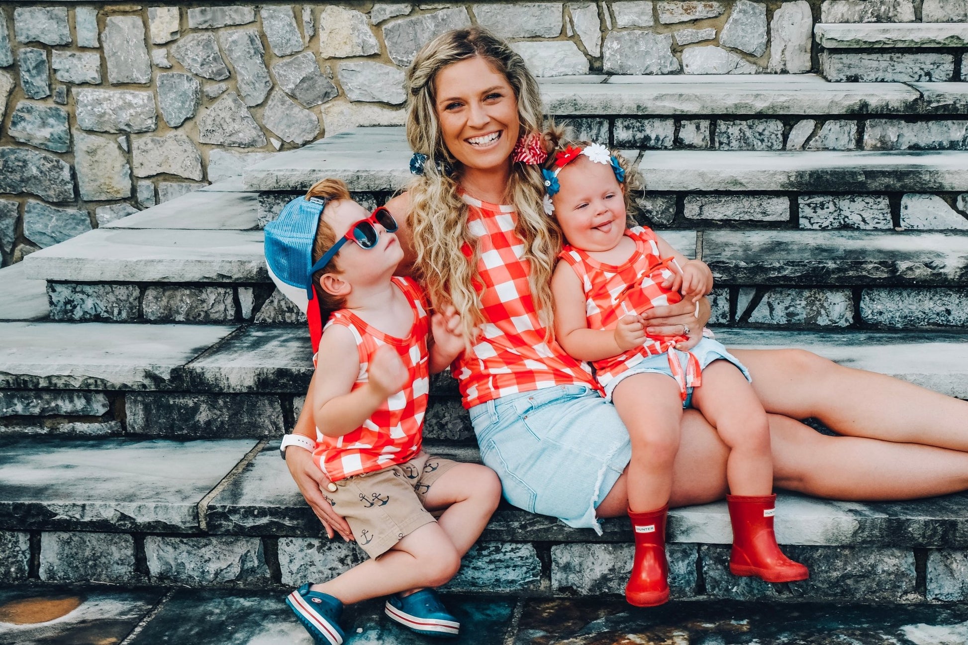 Red White Checkered Matching Shirt - LITTLE MIA BELLA