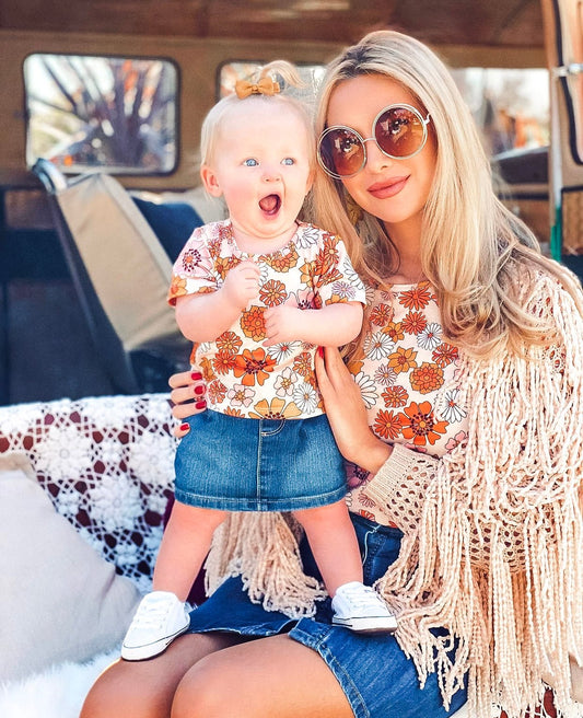 Retro Floral Tops Mommy and Me - LITTLE MIA BELLA