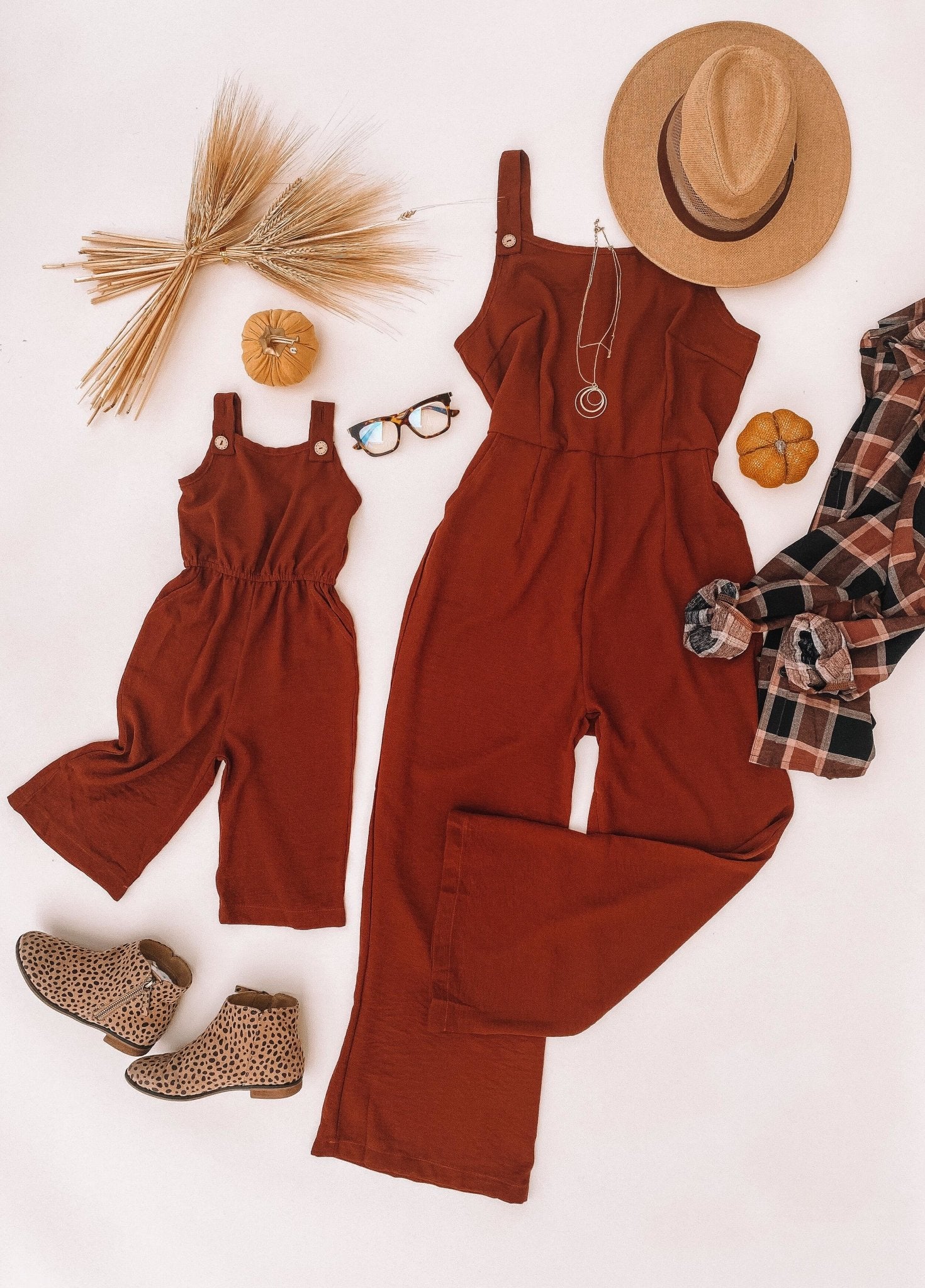 Rust Matching Jumpsuits - LITTLE MIA BELLA