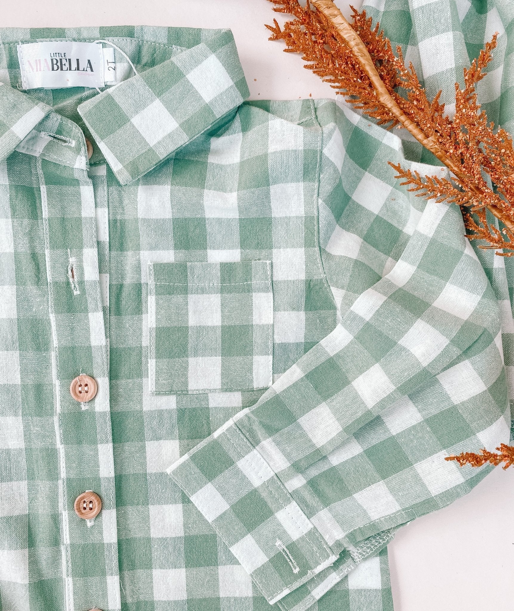 Sage Green Long Sleeve Mommy and Me Flannel - LITTLE MIA BELLA