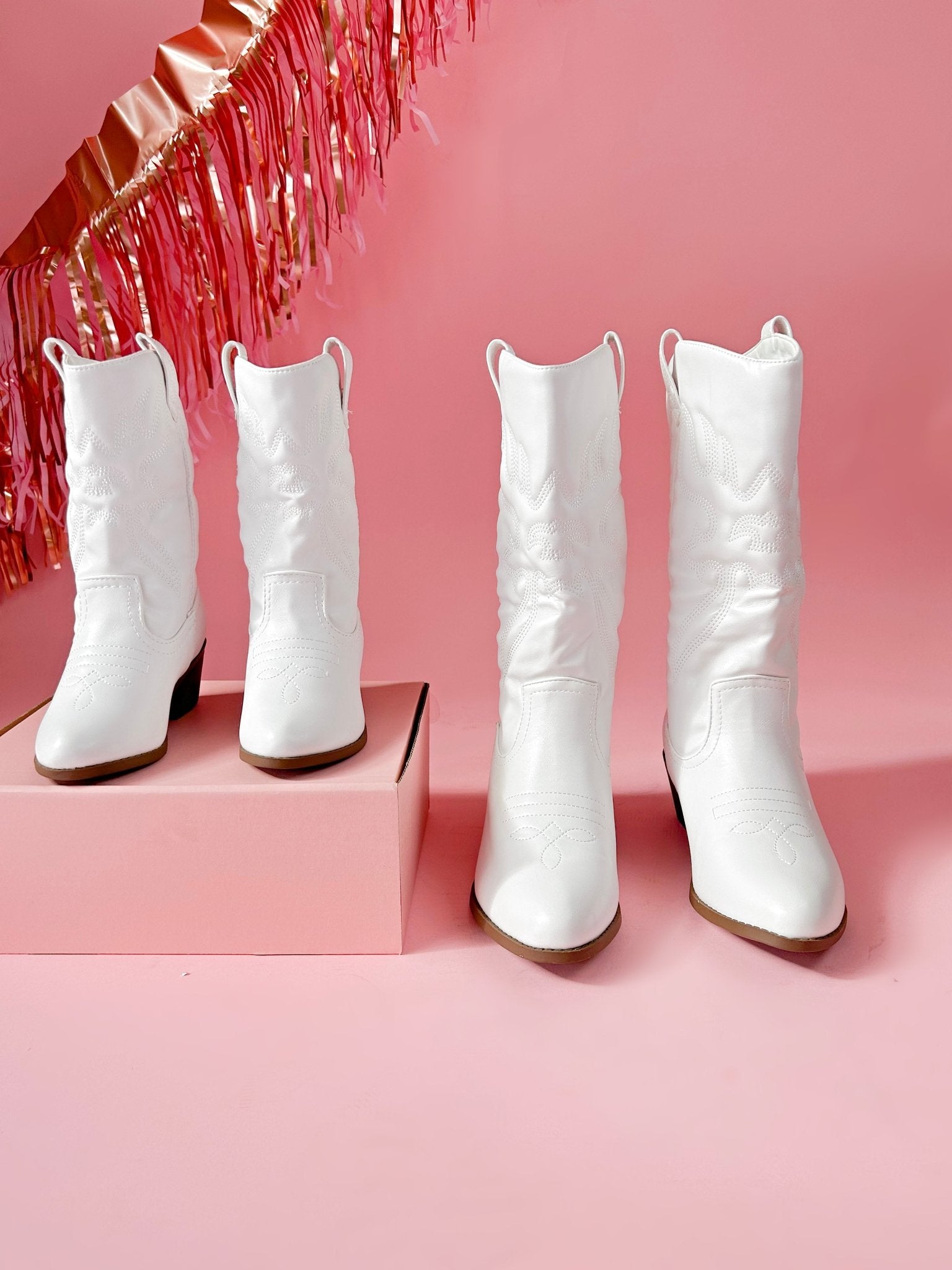 White Western Mommy and Me Boots - LITTLE MIA BELLA