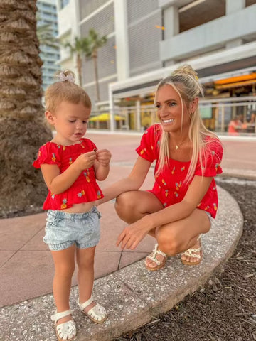 Red Pineapple Mommy and Me Tops