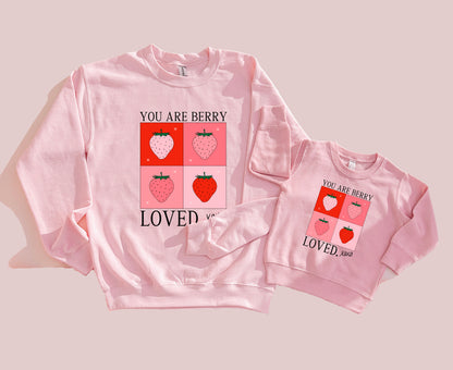 Valentine's Berry loved Mommy and Me Sweatshirts