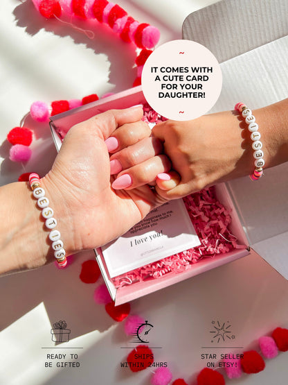 Besties Mommy and Me Bracelet set with Note, gifts for daughters from mothers