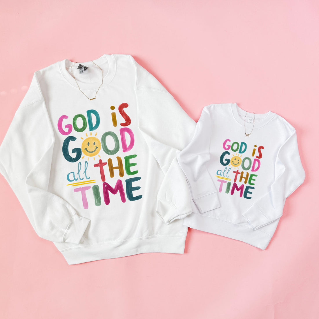 God is good sweatshirt outfits for mom and daughter, christian sweaters, mommy and me sweatshirt, jesus is king, faith based gift, mama mini