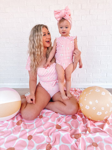 Bae Mommy and Me Matching Gingham One-Piece Swimsuit