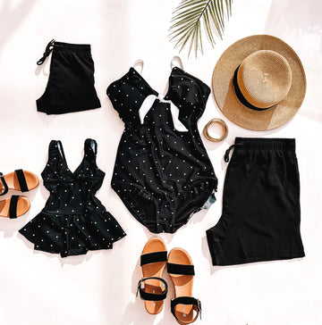 Classic Black Family Matching Swimwear