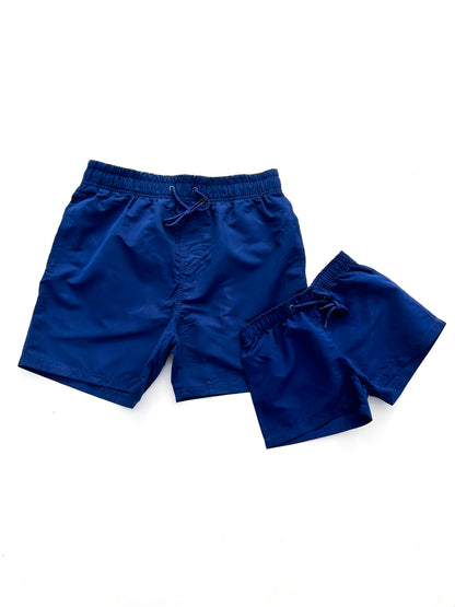 Navy Daddy and Son Matching Swim Trunks