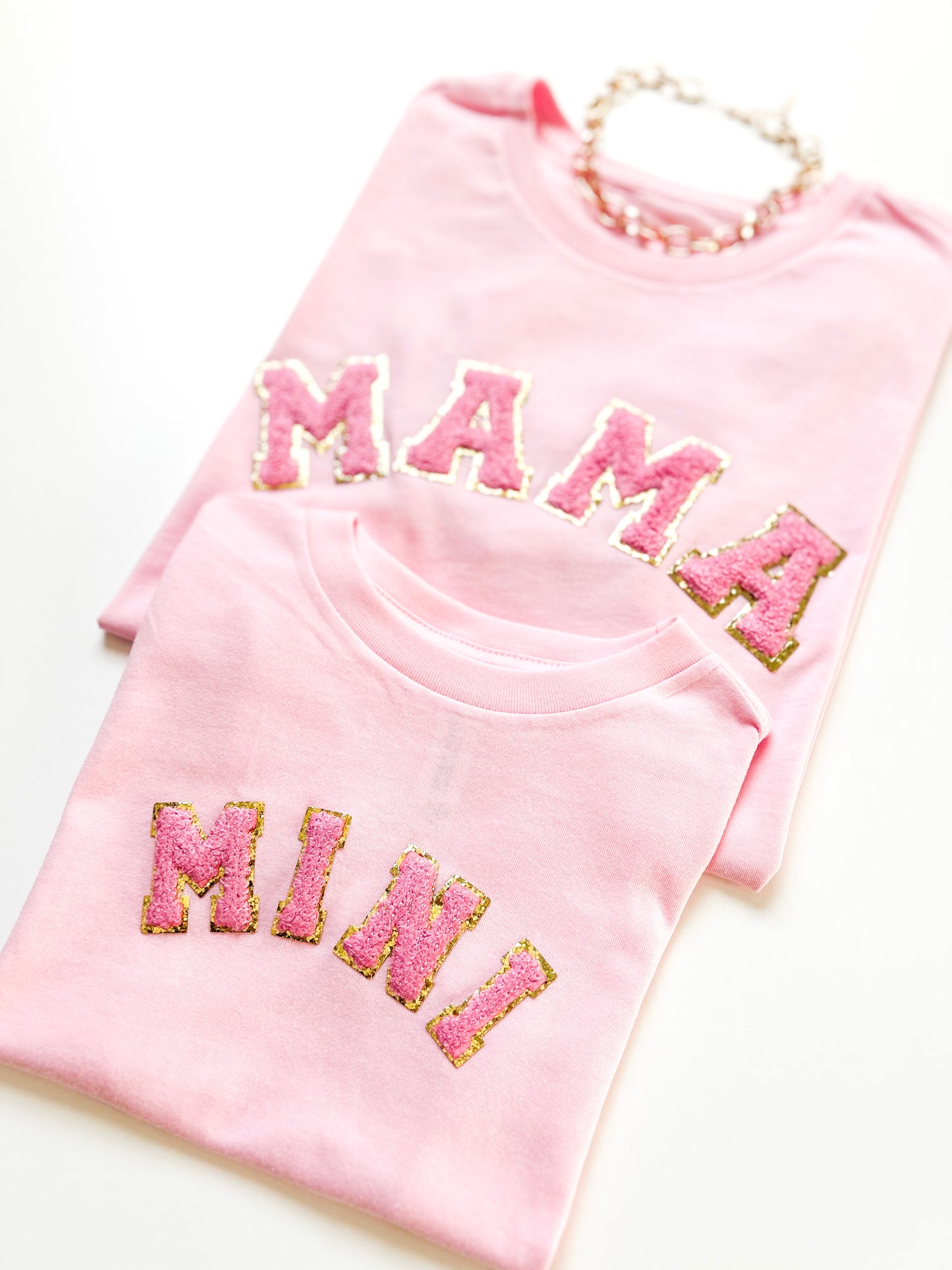 Mama and mini Matching Shirts with real chenille letters