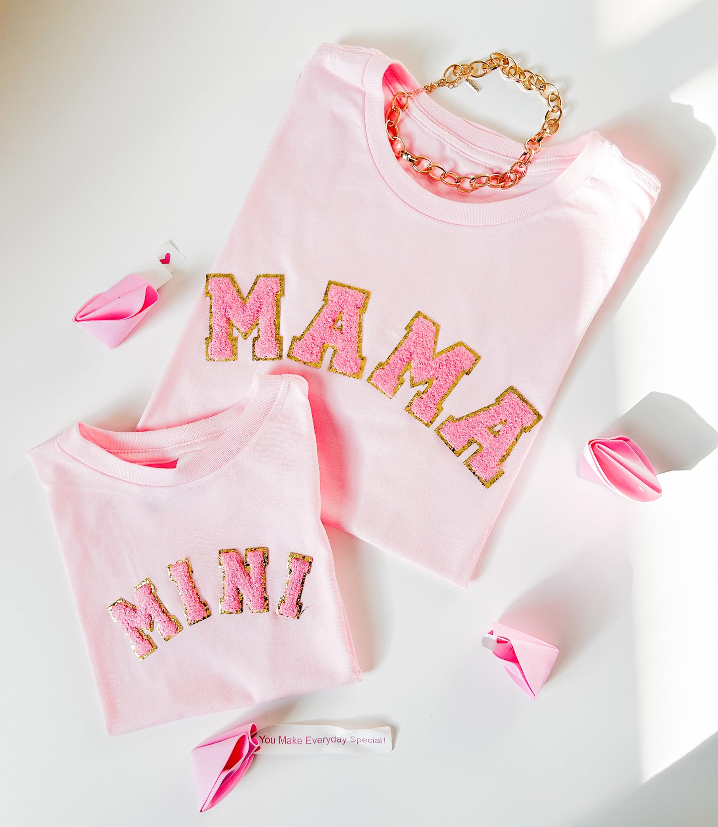 Mama and mini Valentine's day Shirts with chenille letters
