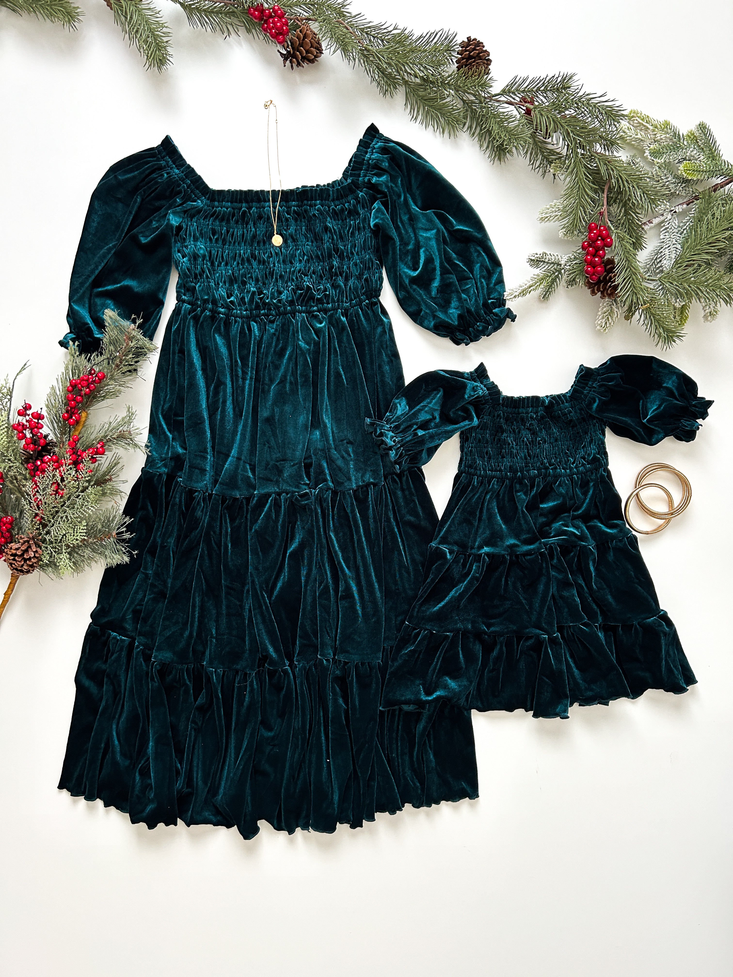 Velvet Holiday Mother-Daughter Same Dresses