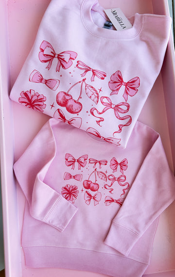 Very Cutesy Cherry Mama and Mini Sweatshirts - Pink