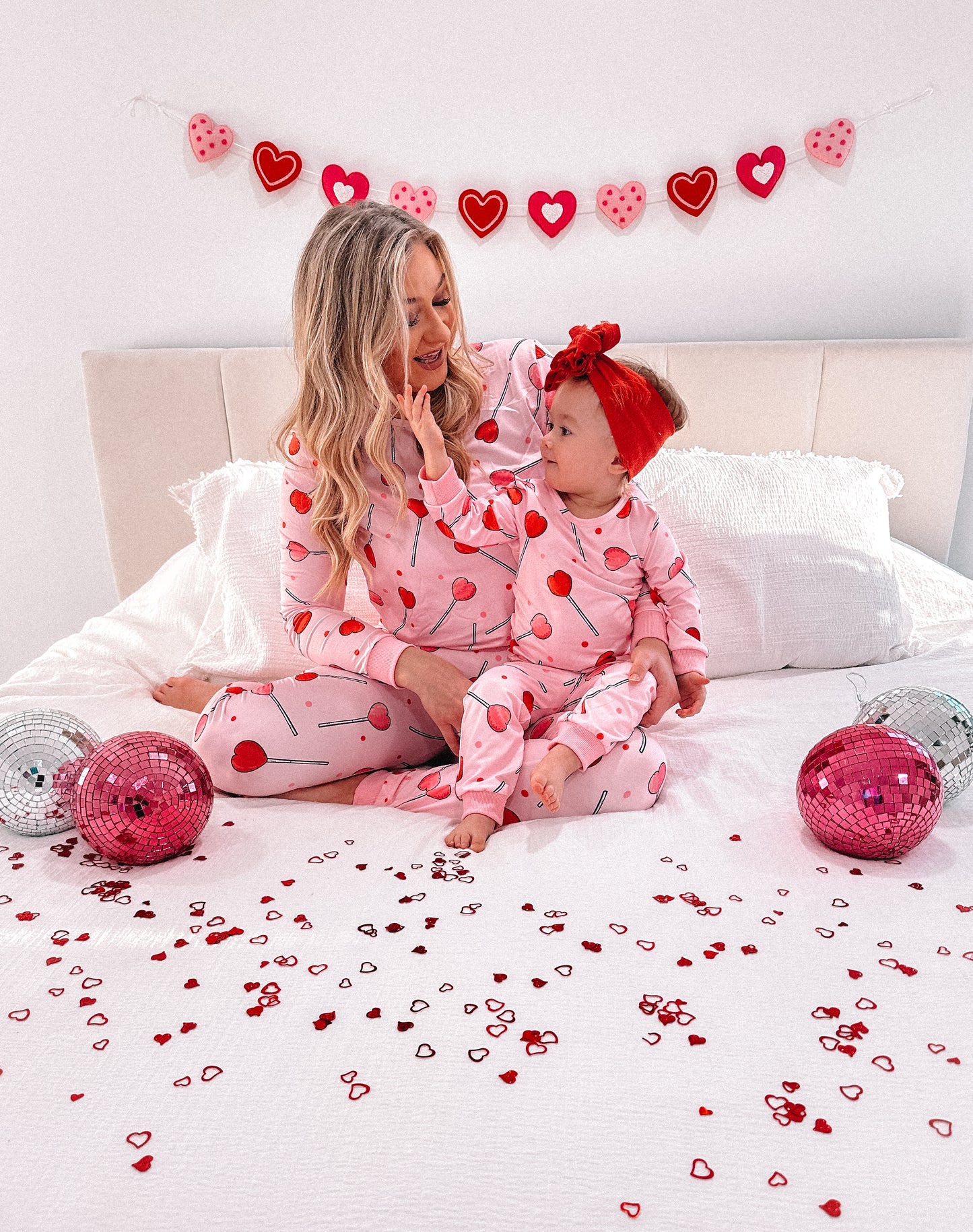 Valentine's Heart Lollipop Mommy and Me Pajamas