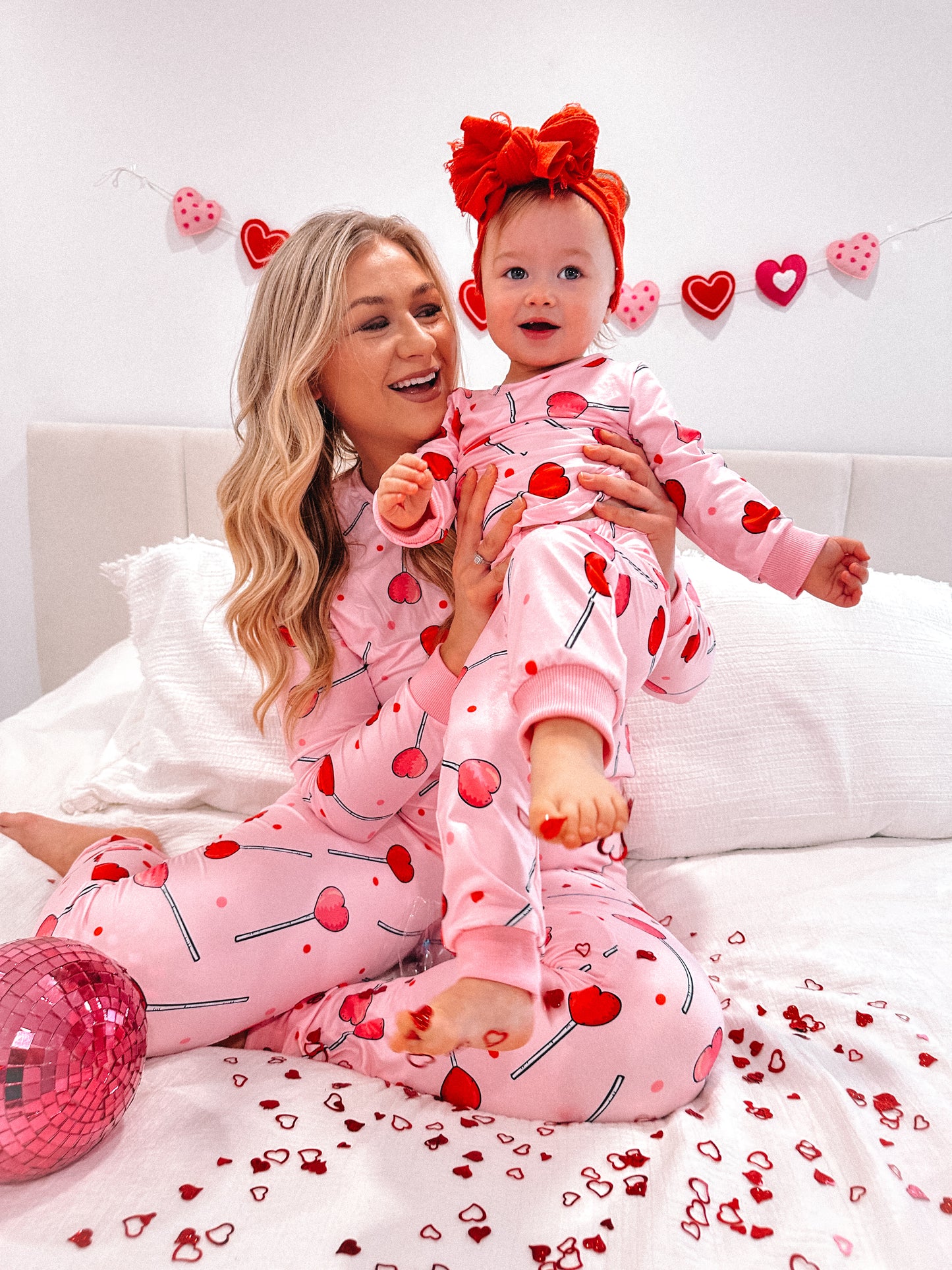 Valentine's Heart Lollipop Mommy and Me Pajamas