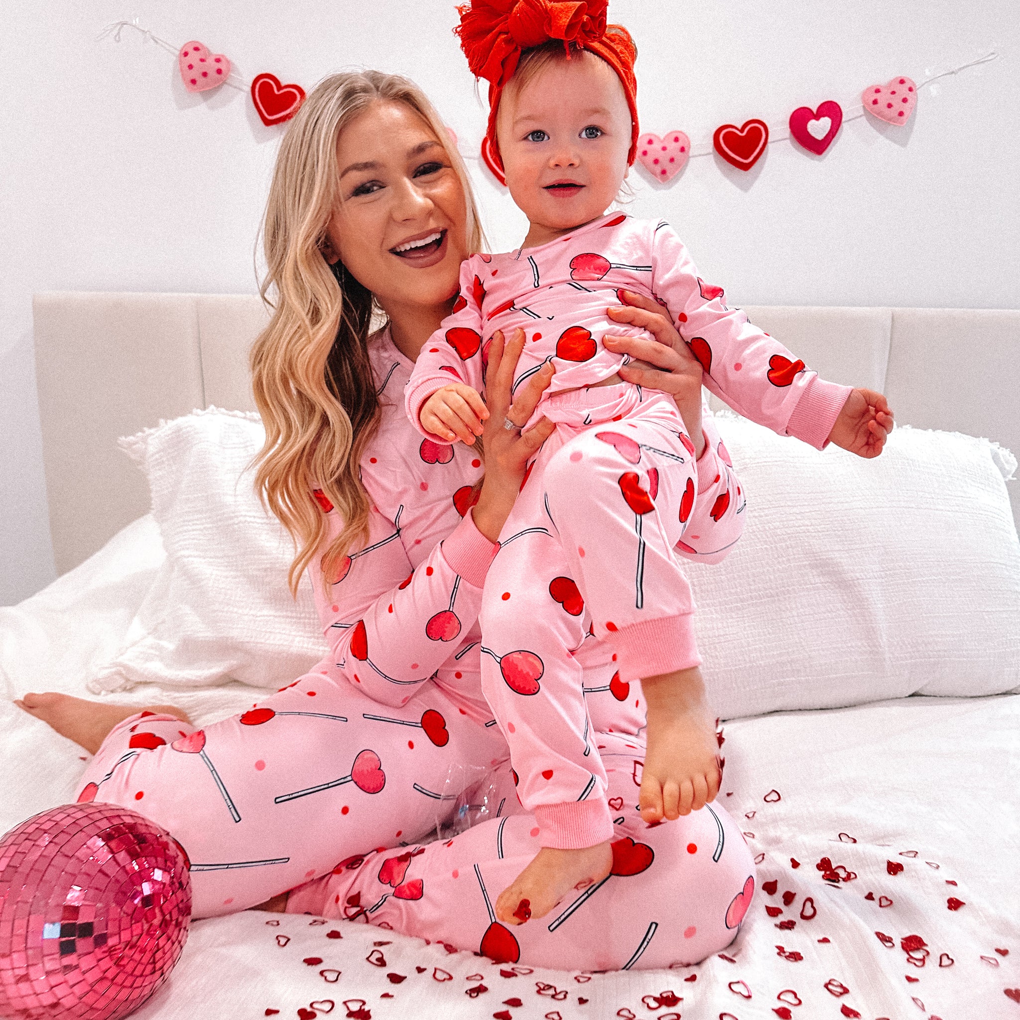 Valentine's Heart Lollipop Mommy and Me Pajamas