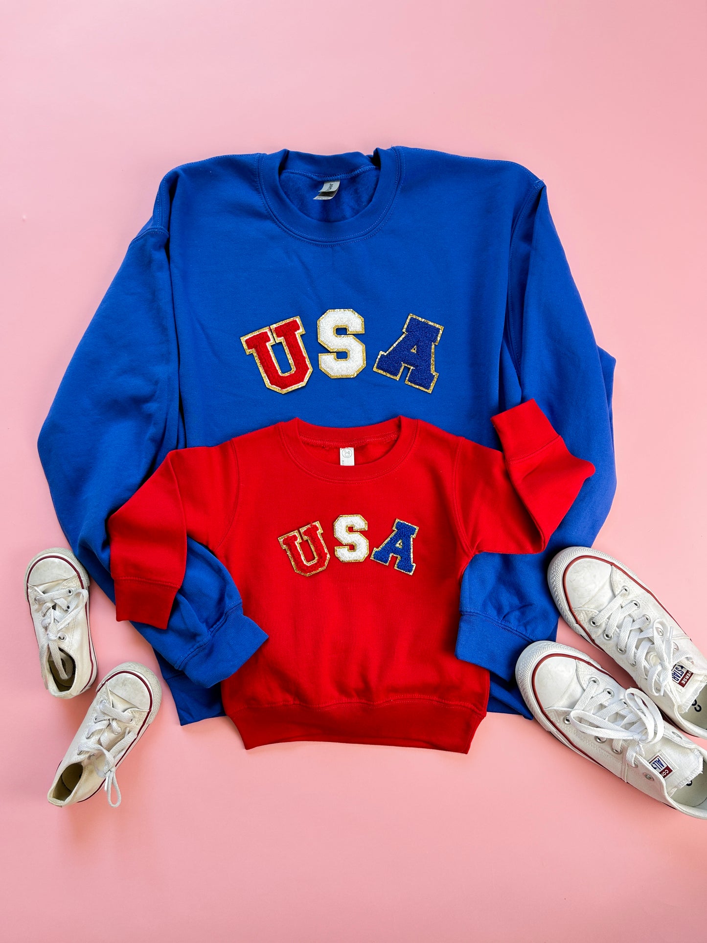 Chenille Patch 4th of July Mix and Match Family Matching Sweatshirts