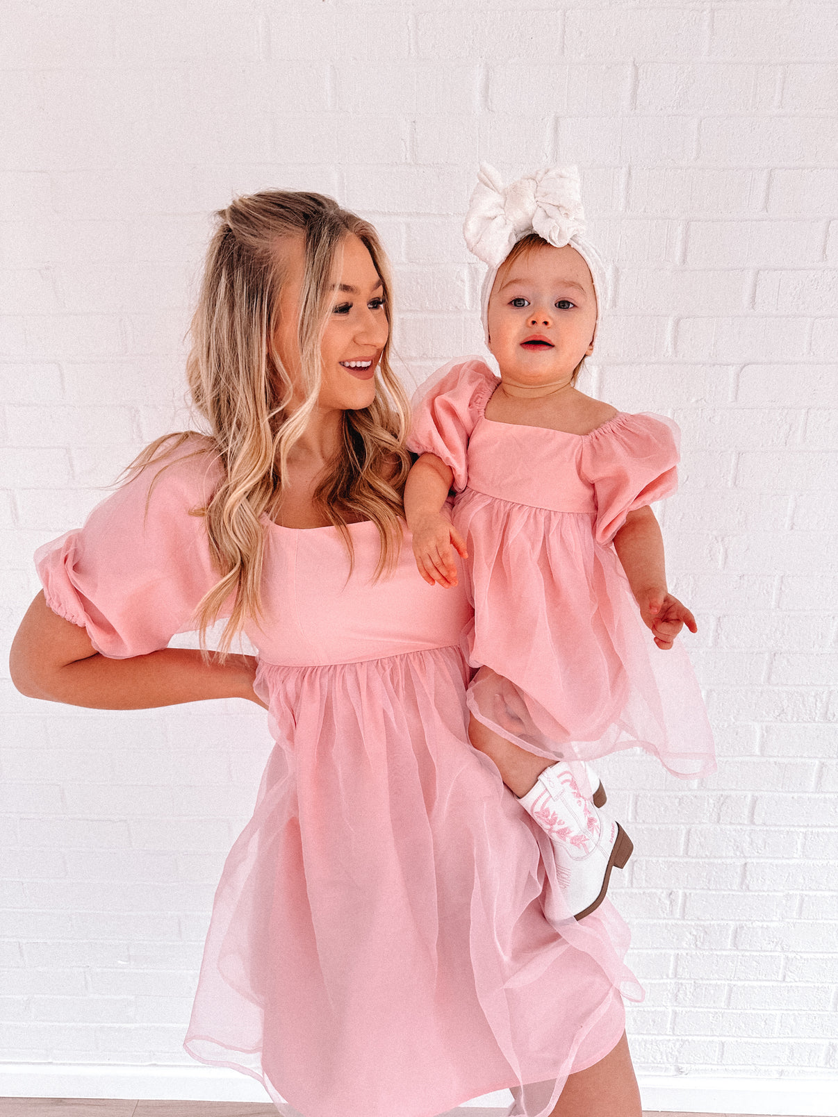 Pastel Pink Mommy and Me Matching Dresses