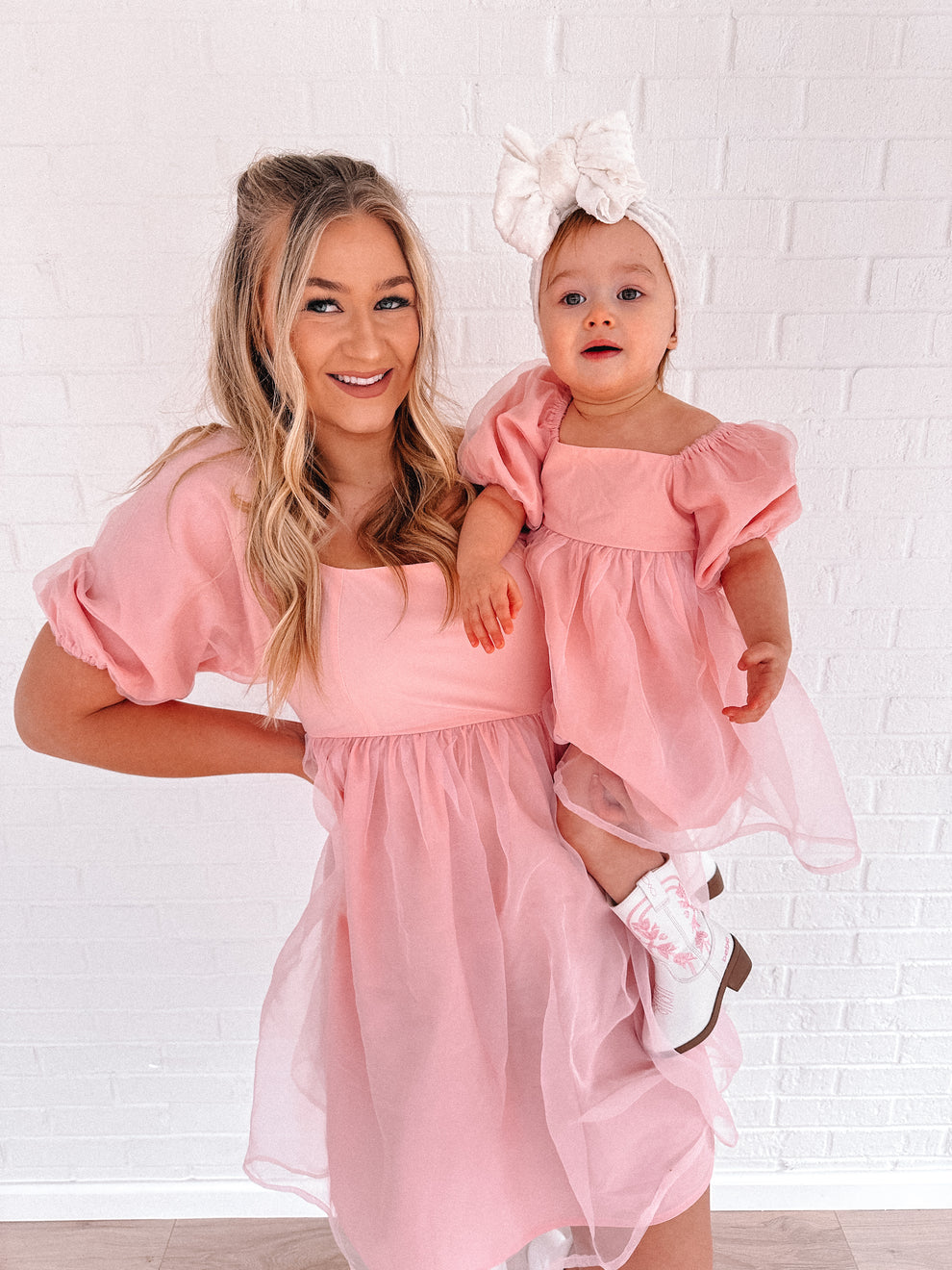 Pastel Pink Mommy and Me Matching Dresses