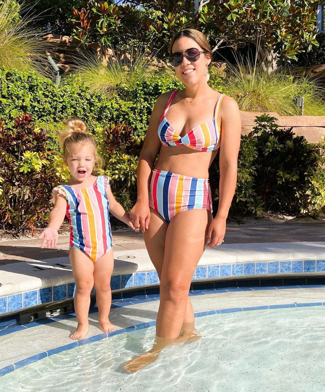 Multi Striped Mommy and Me Swimwear - LITTLE MIA BELLA