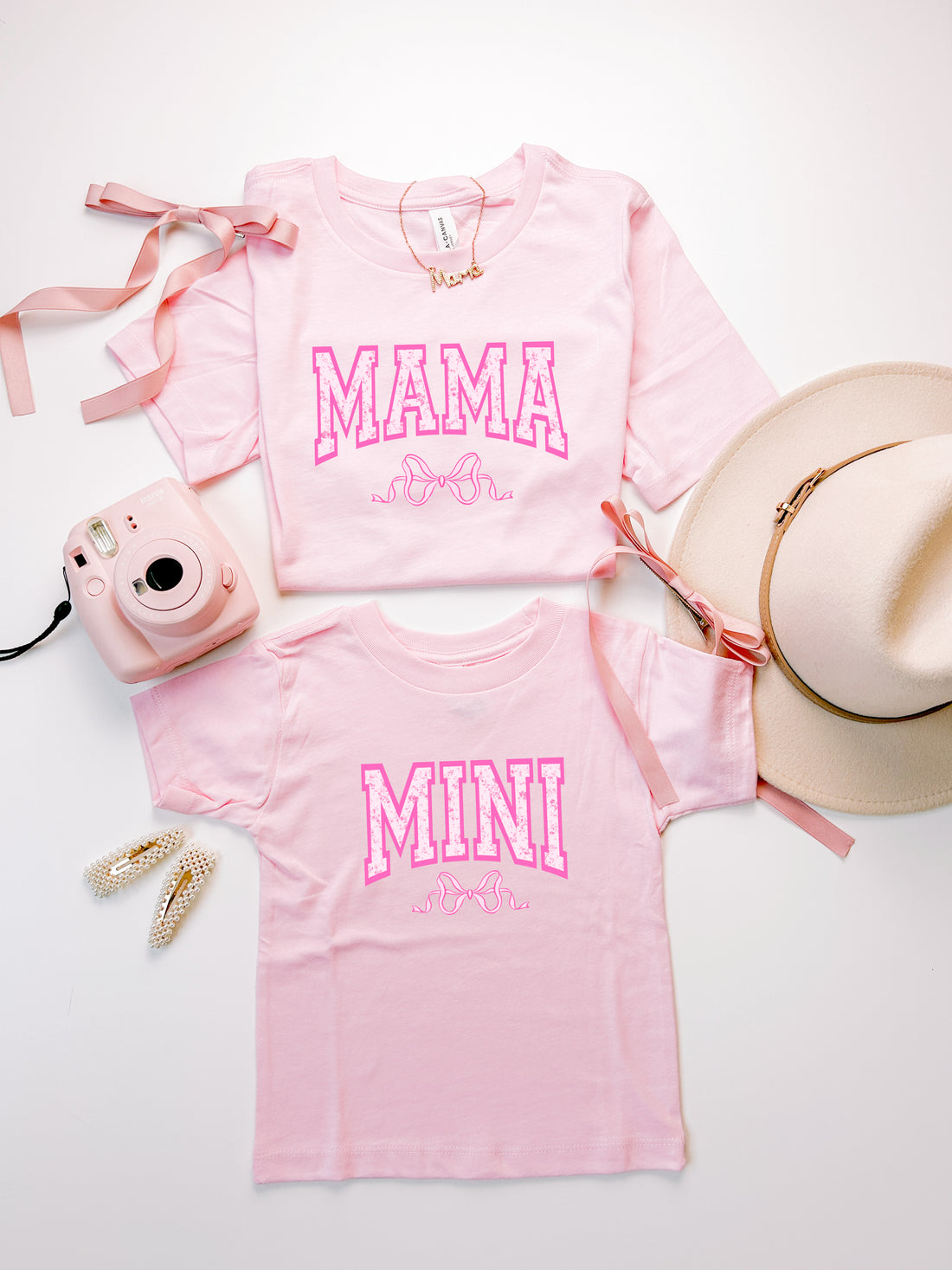 Coquette style Mommy and Me Shirts in Pink