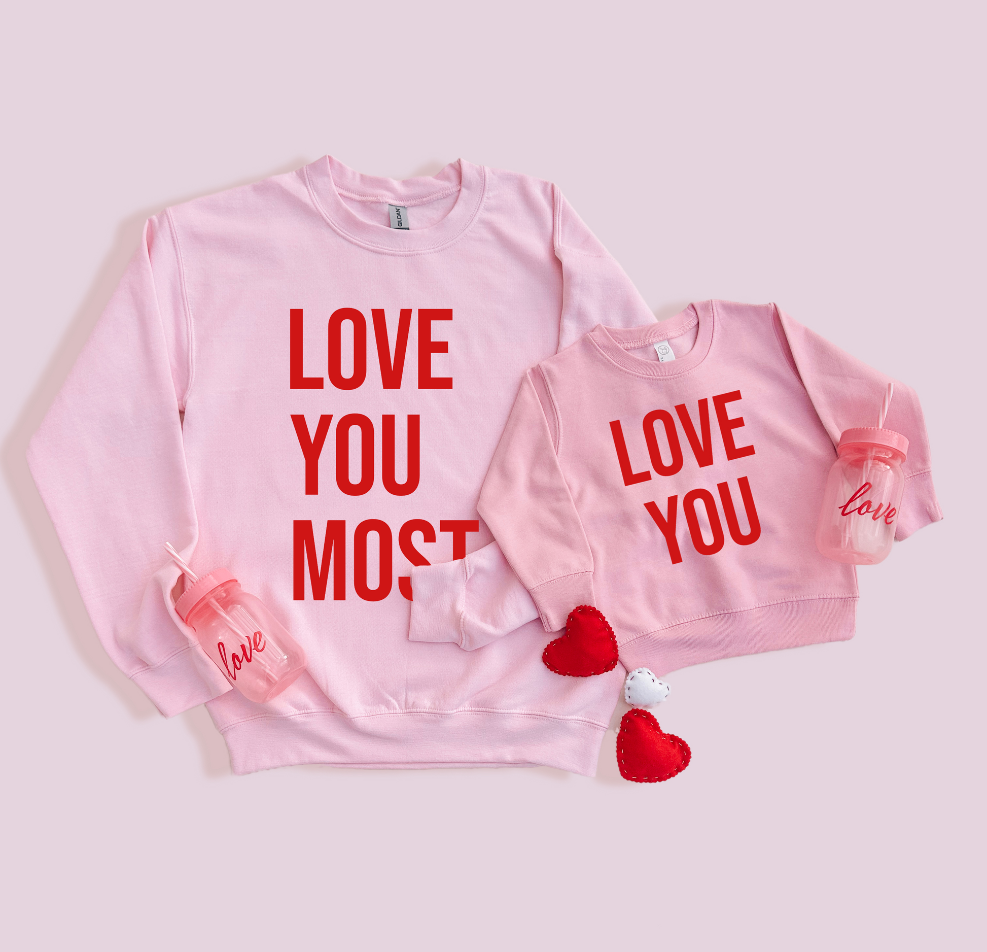 Valentine s Love you Most Mommy and Me Sweatshirts LITTLE MIA BELLA