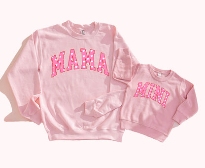 Valentine's Pink Mama Mini heart Mommy and Me Sweatshirts