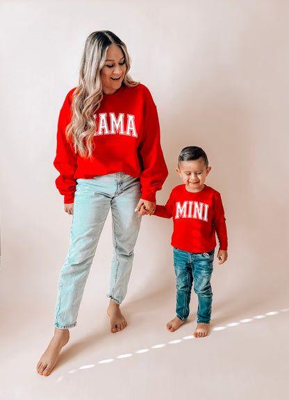 Red Mama and Mini Mommy and Son Valentines Sweatshirts